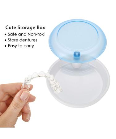 Tooth Protection & Cosmetic Tooth Storage Box - Portable Rotatable Holder for Dentures | Cute Designs in Blue - Buy Online on GoSupps.com