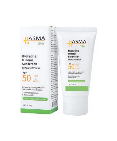 Hydrating Mineral Sunscreen SPF 50 for all skin types Sun Protection with Titanium Dioxide 9% and Zinc Oxide 7% Face Moisturizer with Sunblock