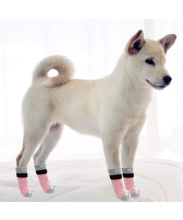 Pupeck Double-Sided Anti-Slip Dog Socks - 2 Pairs with Adjustable Straps for Indoor Use - Pink Traction Control for Small Dogs - Summer Paw Protection on Hardwood Floors - Buy Online on GoSupps.com