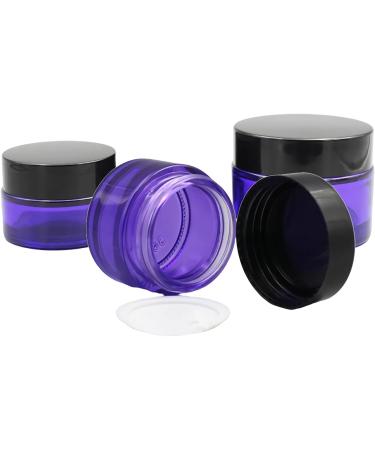 Zeoabsy 4 Pack Purple Glass Cream Boxes with Black Screw Caps - 30ml Ointment Jars for Cosmetics + 4 Black Spatulas - Buy Online on GoSupps.com
