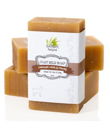 Southern Natural Goat Milk Soap Bar (3 Pack Oatmeal Milk & Honey) - For Eczema Psoriasis & Dry Sensitive Skin. Natural Soap For Face & Body. Handmade in USA. (Each Bar 4-4.5 oz) - Buy Online on GoSupps.com