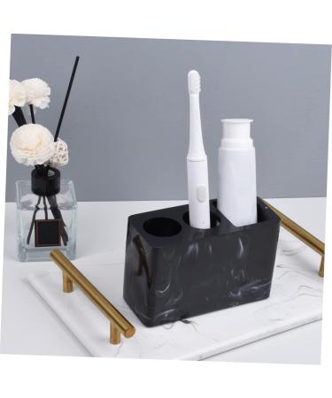 Zerodeko 3-Piece Toothbrush Holder Set - Bamboo Bathroom Organizer Razor & Toothpaste Rack - Black - 14x6.1x9 cm - Buy Online on GoSupps.com