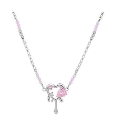 Oralgos adjustable necklace with heart pendant collarbone chain liquid metal collarbone chain accessories for women and girls metal