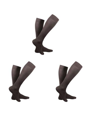 Truform Travel Compression Socks for Men and Women 15-20 Knee High Over Calf Length Brown X-Large (Pack of 3)