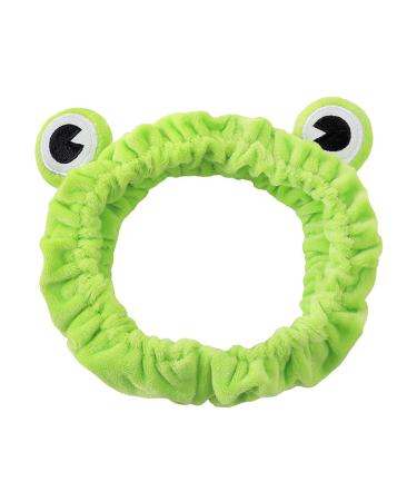 Funny frog headband make-up headband funny frog hair straps wide-clamp coral fleece elastic fluffy wash face head wrap women hair jewelry for shower skin care sport sport
