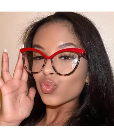 SERONI Large Cat Eye Blue Light Blocking Glasses for Women & Men - Pink-Leopard UV Protection 53mm Reading Glasses - Buy Online on GoSupps.com