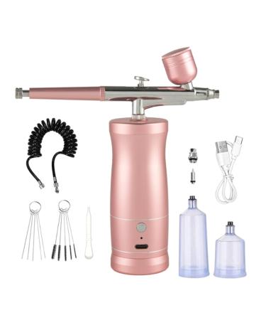 Dewedrt Handheld Airbrush Rechargeable Airbrush Compressor Airbrush Set for Nail Art Barber Makeup Painting Pink