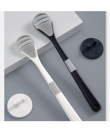 Ultra-Soft Tongue Brush Scraper Cleaner - Double-Sided Design - 2 Pack (Black & White) - Buy Online on GoSupps.com