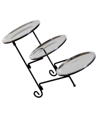 FELTECHELECTR 1 Set Three Tier Fruit Bowl Perfume Display Stand Fruit Dish Food Tray for Desktop Snack Basket Fold Silver 24x23cm