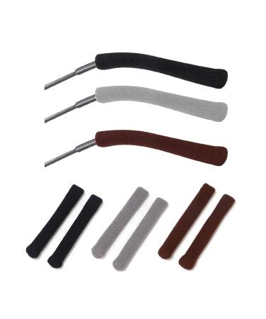FDEEETY 3 pairs of glasses ear pillow soft knitted slide -resistant glasses cushion ear pads for glasses brakes glasses arm cuff for sunglasses glasses reading glasses gray + black + brown