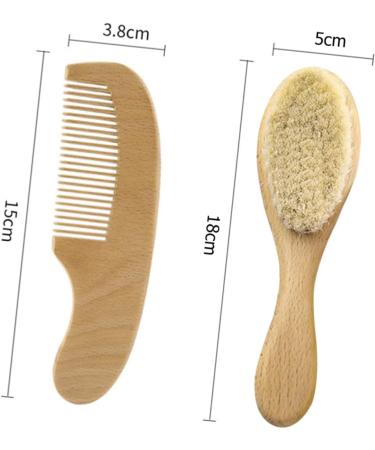Kisangel Infant Hair Brush Set - Soft Baby Wooden Goat Hair Comb for Newborns and Toddlers - Bristle Cradle Brush Kit for Baby Shower Gift - Buy Online on GoSupps.com