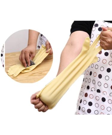 Long Beige Rubber Household Gloves | Reusable Cleaning & Garden Gloves | Durable Flushing & Car Wash Gloves (Size L) - Buy Online on GoSupps.com