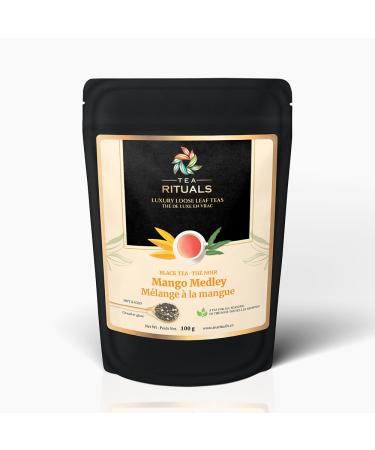 TEA RITUALS Black tea Loose leaf tea - Mango Tea - (40+ cups at 2.5gms per teaspoon per 100gms) - Brew Hot & iced tea - Resealable Pouches.