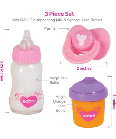 Adora Magic Sippy Set - Pacifier & Baby Doll Bottles with Disappearing Milk & Orange Juice - Buy Online on GoSupps.com
