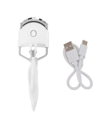 Heated Eyelash Curlers Eyelash Curlers with Two Speed Temperature Control naturally Curling 24 Hours Long Lasting Heated Eyelash Curler with Silicone Refill Pad Curling Tool White