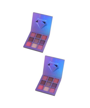 Balacoo 2pcs 9 Eyeshadow Women Eye Shadow Metallic Eye Shadow Palettes Diamond Makeup Palette 1 count (Pack of 1) Purplex2pcs