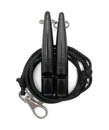 Acme dog whistle No.211.5 with pipe band |In a double pack |2 pipes including 2 ligaments |Ideal for the recall - loud and far -reaching (Black + Black)
