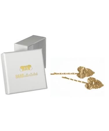 HAARallerliebst hair clips golden leaves (2 pieces | gold | 5cm) including box for storage (box color: white)