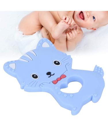 Cartoon Cat Teething Toy - Safe Silicone Teether for Babies, Kids & Children (Blue) - Buy Online on GoSupps.com