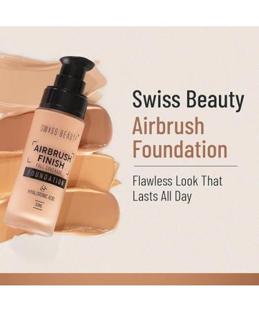 Swi.s"s Bea-uty Airbrushh Finish Lightweight Foundation | Full Coverage Blendable Foundation For Face Makeup |With Benefits Of Hyaluronic Acid Aloevera And Vitamin E | 30Ml | Shade- Shell White - Buy Online on GoSupps.com