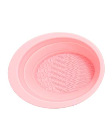 Ipetboom Makeup Brush Scrub Pad Make up Makeup Brush Scrubber Portable Hair Brush Cleaning Scrubber Makeup Accessories Silicone Brush Cleaning Pad Silica Gel Pink Cosmetic Cleaning Bowl