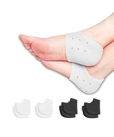 (8 pieces) Plantar fasciitis operations pads gel-dersen cushion silicone-dersensch tzer heel socks ideal for plantar fasciitis cracked heels Achilles tendon inflammation and heel pain.8 pieces (1 pack) black and white