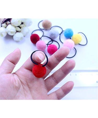 10 Elastic Ball Hair Ties - Plush Pom Pom Ponytail Holders for Women & Girls - Red - Comfortable & Practical - Buy Online on GoSupps.com