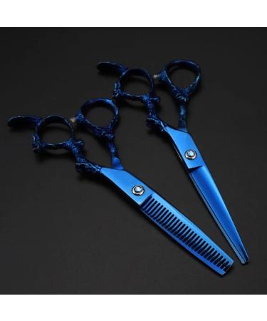 Hair Cutting Scissors 6 Inch Professional JP 440c Blue Scissor Dragon Handle Hair Scissors Haircut Thinning Barber Cutting Shears Hairdresser Scissors Set