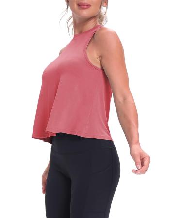 Mippo Women's Large Rose Crop Top - Flowy Workout Tank for Athletic Shirts - Buy Online on GoSupps.com