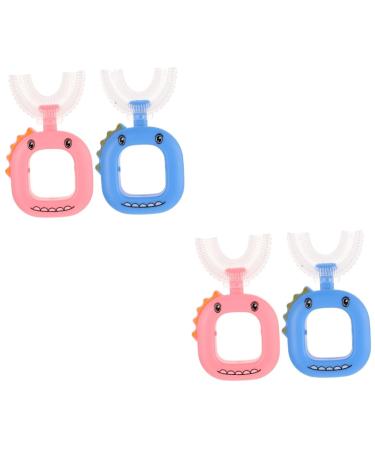 Minkissy 4 pieces U-shaped toothbrush for children cleaning tools Portable toothbrush made of silicone portable children's toothbrush hand tools caricature pebbles products for children
