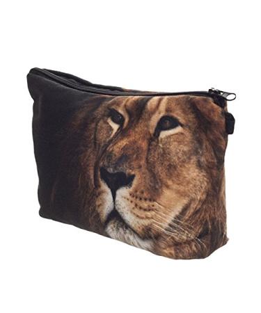 Hanessa Cosmetics Pocket Base Bag - Full Print Brown Lion Zipper Makeup Bag | International Shipping - Buy Online on GoSupps.com