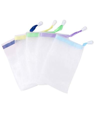 Invoda Handmade soap bubbles-network-soap bag double-layer cord striker foam network for body-facial cleaning peeling body cleaning tools (5 pieces)