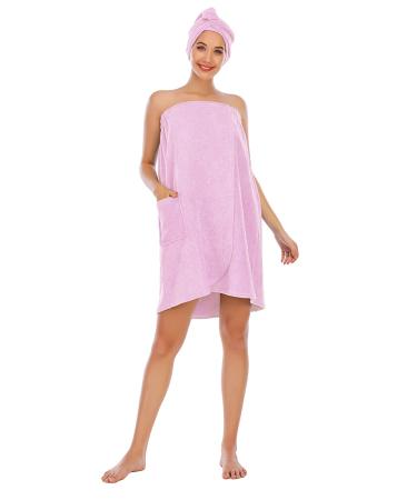 QPQ Women Bath Towel Hair Towel Adjustable Closure Spa Wrap Bathrobe Rose Large L Rose