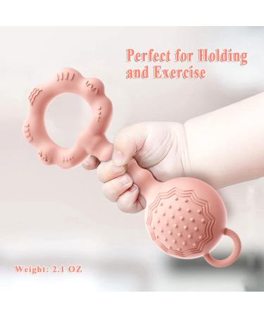 Silicone Baby Teether Rattle Toy - WHOZU Teething Shaker for Infants 3+ Months - Soft & Flexible - Pink - Buy Online on GoSupps.com