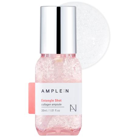AMPLE:N Entangle Shot Collagen Serum Anti Aging and Lifting Serum with 300DA Low Molecular Collagen Elasticity & Moisture Plumping Care with Jelly-like Capsules to Restore Softness 1.01 fl.oz.