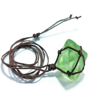 Gift for Family Natural Emerald Crystal PendantDT Gemstone Wand Reiki Green Fluorite Wrap Braid Necklace Yoga Macrame for Men Women Lucky Stone Natural Stones Room Decoration Stone Mineral Specimen - Buy Online on GoSupps.com
