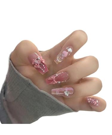 Handmade Nail Wearing Girl Bow Gradient Cat Eye Hand Painted Plaid Removable Nail Art(S)