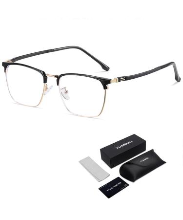 Fashionable blue light-blocking reading glasses for women and men reading glasses with titanium plastic steel frame light glasses 2.5x gold