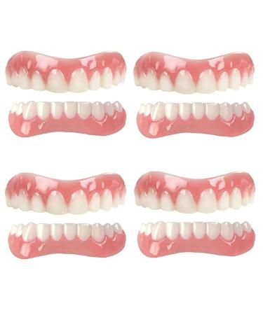 Xzlzmd dentures Park Angel Provisional upper jaws and lower jaw Perfect teeth instant tooth brawl for daily use they quickly repair tooth and smile unisex 4 pair
