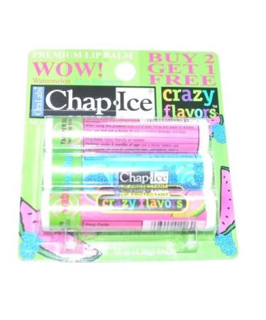 Chap-Ice SPF 4 Premium Lip Balm Crazy Flavors (Watermelon & Blue Raspberry) by Oral Labs