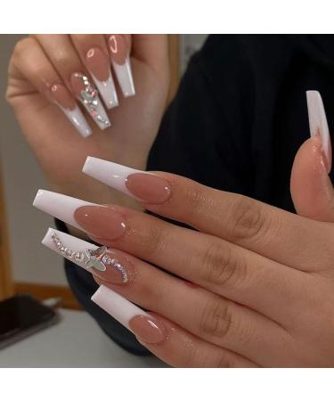 Press on Nails 3 Sets Butterfly Diamond Artificail Nails French Nail Stickers Press-on Decorated Nails for Women Girls (Color : Butterfly Fluttering) (Color : Butterfly Fluttering) (Butterfly Flutte - Buy Online on GoSupps.com