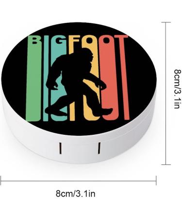 Retro Bigfoot Silhouette Round Case For Contact Lens Kit Storage Box with Mirror Printed - Buy Online on GoSupps.com