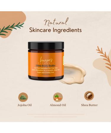 Harper's Naturals Shea Body Butter - All Day Hydration for All Skin Types Paraben-Free Jojoba & Almond Oil 8 oz Best Hand Cream & Body Moisturizer - Buy Online on GoSupps.com