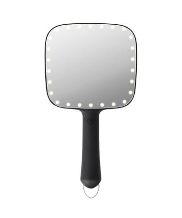 OWBIA LED Handheld Mirror with Light, Battery-Operated Makeup Mirror (Black, Point Light)