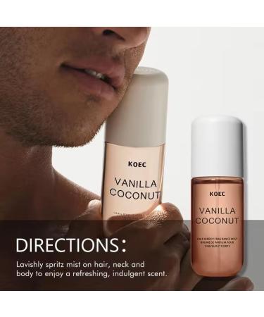 Koec Vanilla Coconut Perfume 50ml Body & Hair Fragrance Mist Women Men Eau De Toilette Spray Perfume Body Mist Spray Travel Size (Vanilla Coconut) - Buy Online on GoSupps.com