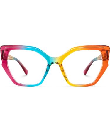VOOGLAM Rainbow Color Cat Eye Blue Light Blocking Glasses for Women - UV Protection Fashion & Anti Eyestrain - Buy Online on GoSupps.com