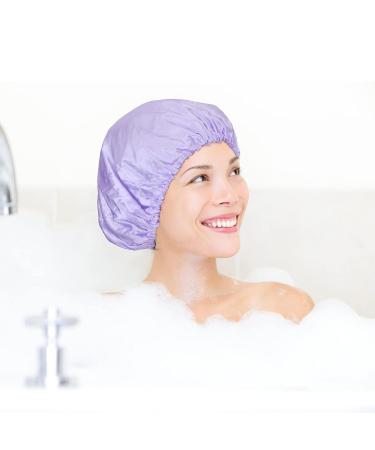 GoodSing 2PCS Shower Cap for Women - Reusable Waterproof Double Layer Bath Cap for Long Hair - Pink+Purple - Buy Online on GoSupps.com