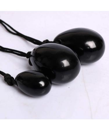 Gemhub Black Obsidian Yoni Egg Set - 3 Natural Chakra Healing Stones for Yoga & Pelvic Muscle Training - Buy Online on GoSupps.com