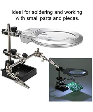 Magnifier with Led Light Alligator Clamp Auxiliary Clip Sturdy Base Dimmable High Clearility for Close Work Reading - Buy Online on GoSupps.com