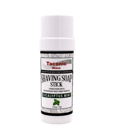 Taconic Shave Eucalyptus Mint Scent Shaving Soap Stick with Premium Antioxidant-rich Hemp Seed Oil, Creates a Rich Lather with your Shave Brush for a luxurious shave, 2.5 oz/ 71 gm